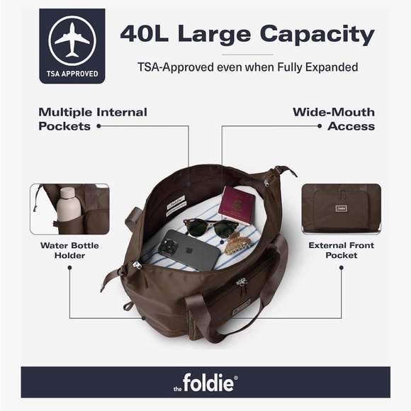 Brown Foldie Bag for travel fits under seat in airplane - Picture 3 of 6
